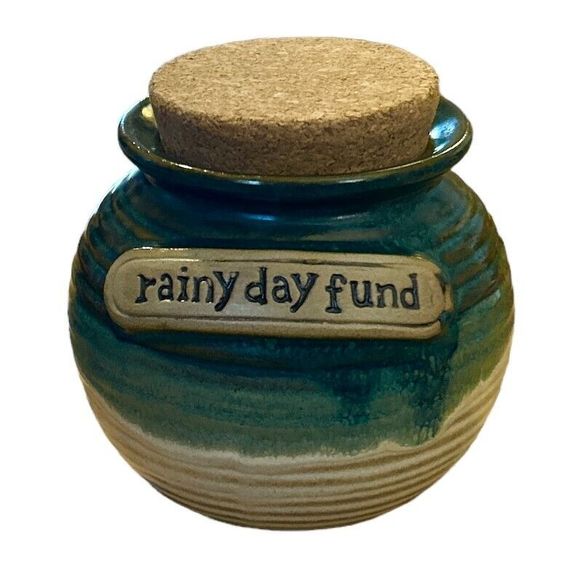 T.O.P. Other - Rainy Day Fund Ceramic Green Glazed Pot with Cork Top